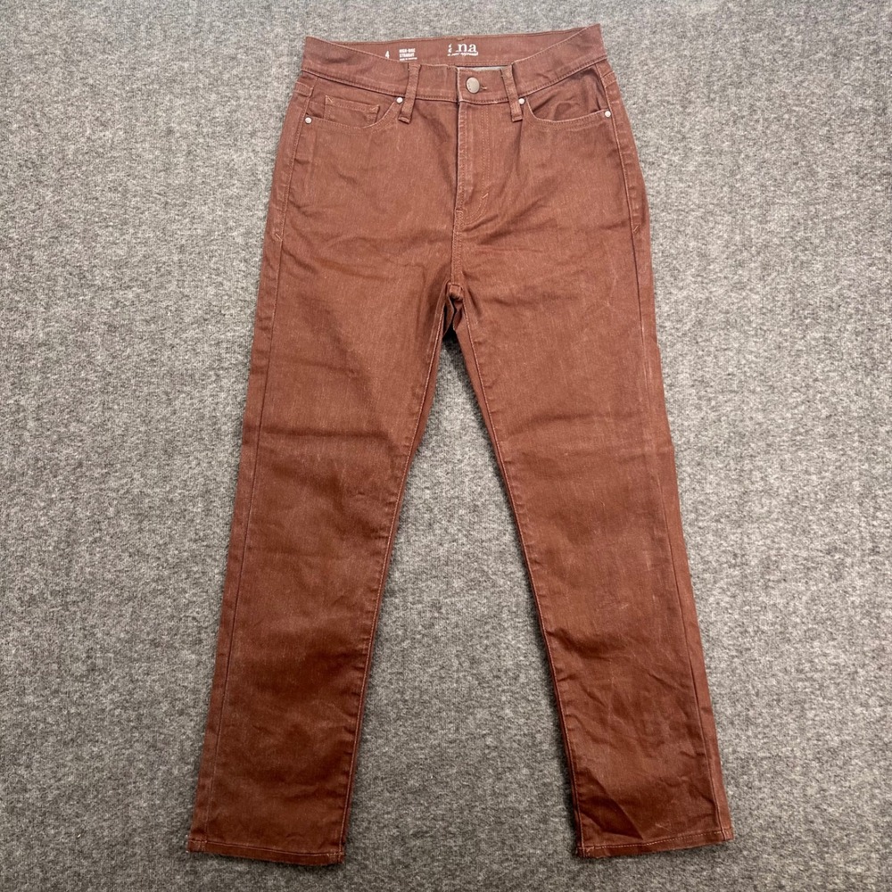a.n.a High-Rise Straight Leg Pants Brown Size 4 Stretch Denim Jeans